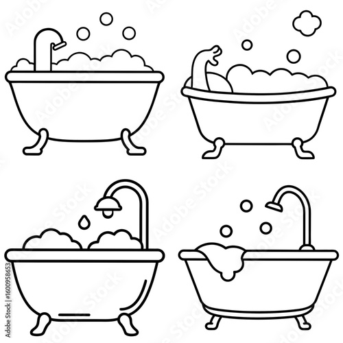Bathtub Coloring Page – Bathroom Bathtub Outline for Kids
