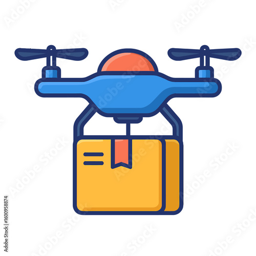 Drone Package Delivery Service Icon - Modern Logistics and E-commerce