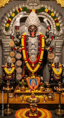 Kali maa hindu goddess statue in temple for worship and hinduism religious traditions india