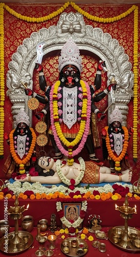 Kali maa hindu goddess statue with shiva hinduism divine mother hindu deities worship india