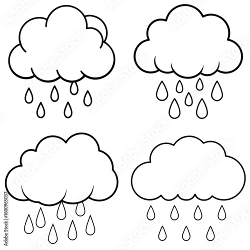 Rain Cloud Coloring Page – Stormy Cloud Outline for Kids