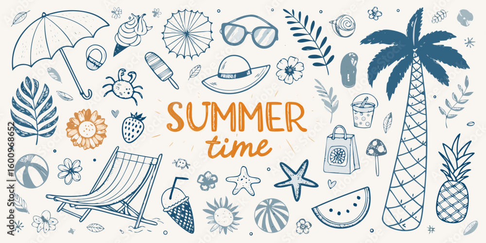 Fototapeta premium set of summer beach elements