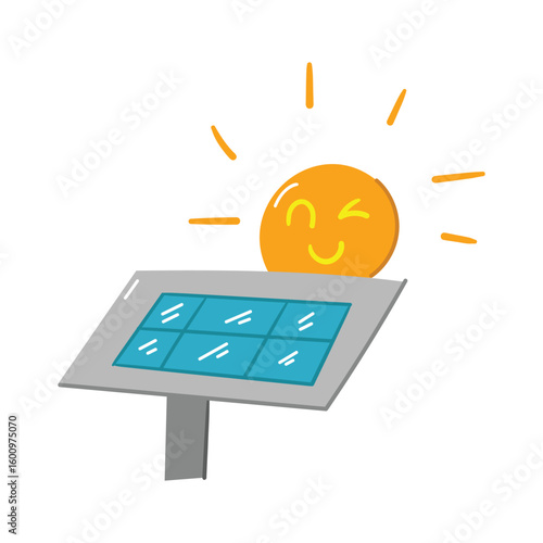 Hand drawn solar cell element icon flat vector illustration design