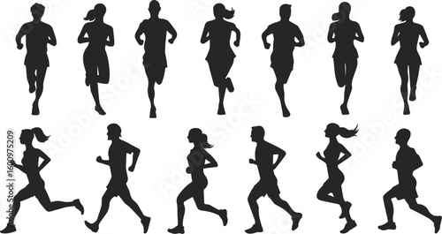 Silhouettes of sport runners