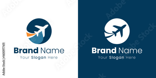 Modern Airplane Travel Company Logo Design Illustrating Global Journeys and Exploration