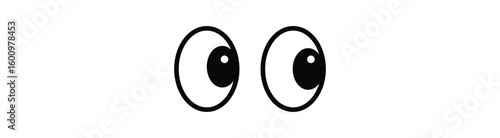 Eyes looking to one side. Sideways glance vector icon. Two eyes emoji. Cartoon eyes looking