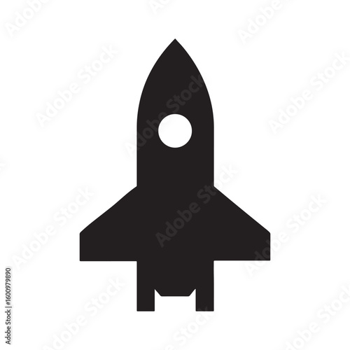 Silhouette of a rocket launching into space with a trail of smoke
