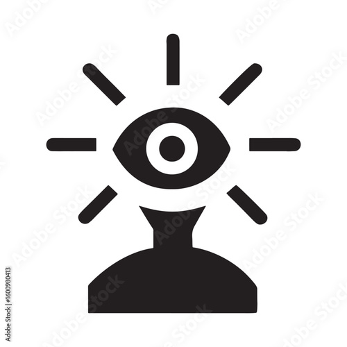 Mystical third eye with spiritual rays icon