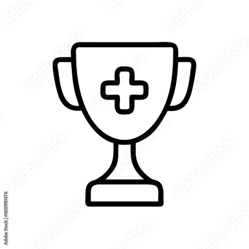 Trophy with Medical Cross Outline for Health Blogs, Wellness Websites, Awards in Healthcare, Medical Achievements, and Health Awareness Campaigns