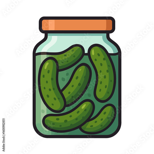 Pickle Jar with Cucumbers Icon Vector - Preserved Food Illustration