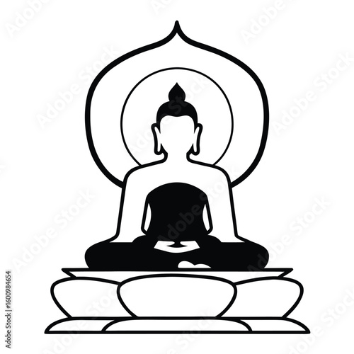 Serene Meditation Buddha Seated on a Lotus Throne Peaceful Enlightenment Symbol