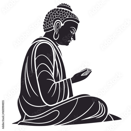 Serene Meditation of the Enlightened One in Traditional Robes