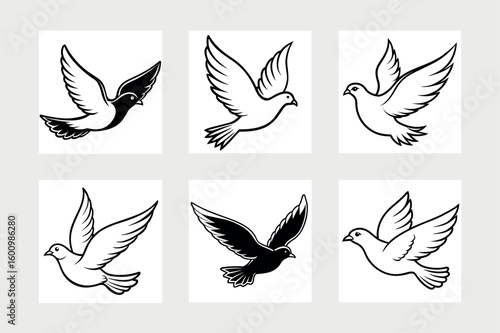  Flying dove vector illustration.
