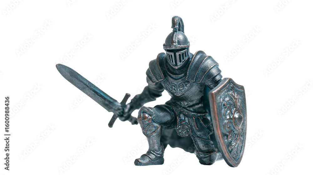 Obraz premium Toy Knight with Sword and Shield on Transparent BG