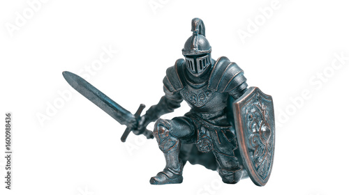 Toy Knight with Sword and Shield on Transparent BG