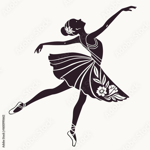 Elegant Silhouette of a Ballerina Performing a Graceful Dance
