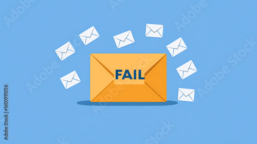 Illustration of a large, orange-yellow envelope with the word 