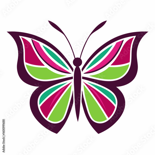 circle modern art flying butterfly logo design template illustration inspiration