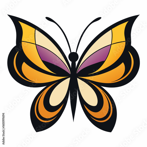 circle modern art flying butterfly logo design template illustration inspiration