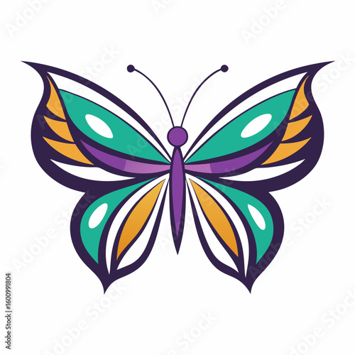 circle modern art flying butterfly logo design template illustration inspiration