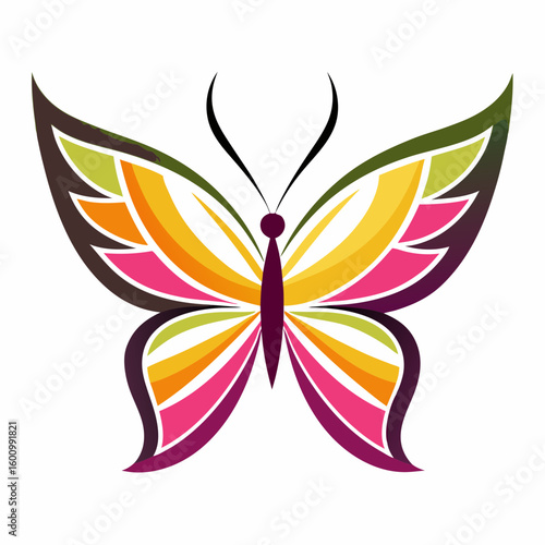 circle modern art flying butterfly logo design template illustration inspiration