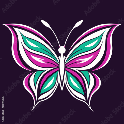 circle modern art flying butterfly logo design template illustration inspiration