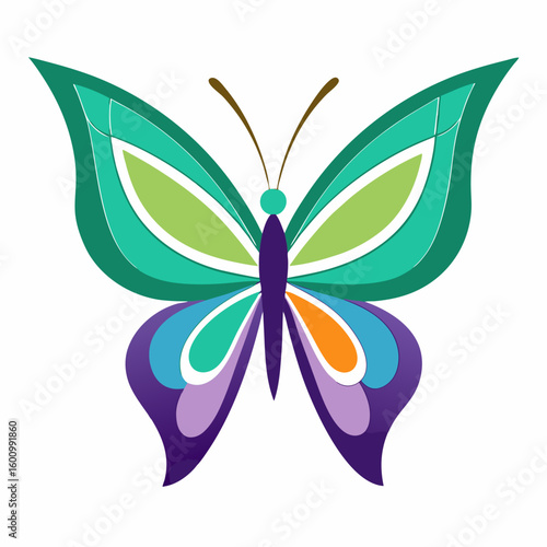 circle modern art flying butterfly logo design template illustration inspiration