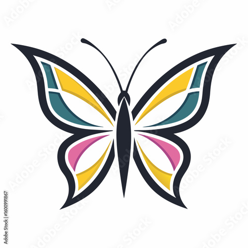 circle modern art flying butterfly logo design template illustration inspiration