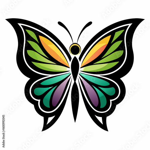 circle modern art flying butterfly logo design template illustration inspiration