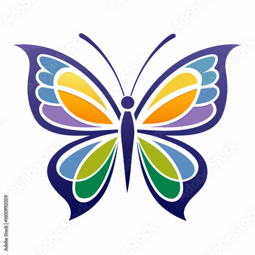 circle modern art flying butterfly logo design template illustration inspiration