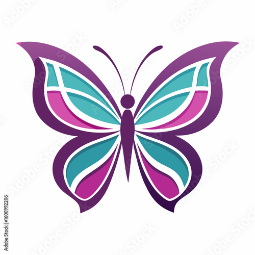 circle modern art flying butterfly logo design template illustration inspiration