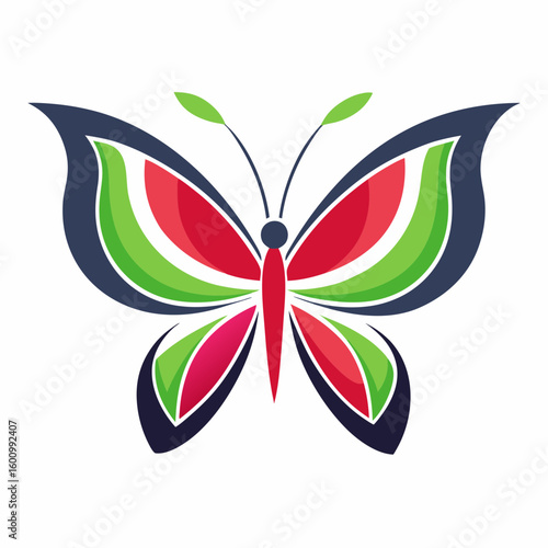 circle modern art flying butterfly logo design template illustration inspiration