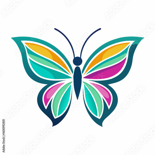 circle modern art flying butterfly logo design template illustration inspiration