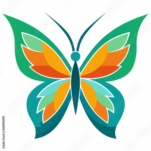 circle modern art flying butterfly logo design template illustration inspiration