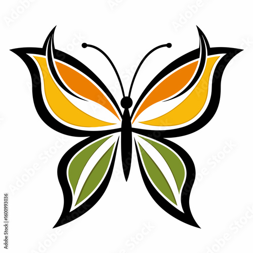 circle modern art flying butterfly logo design template illustration inspiration