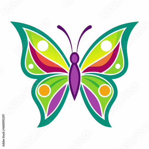 circle modern art flying butterfly logo design template illustration inspiration