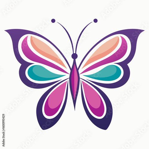 circle modern art flying butterfly logo design template illustration inspiration