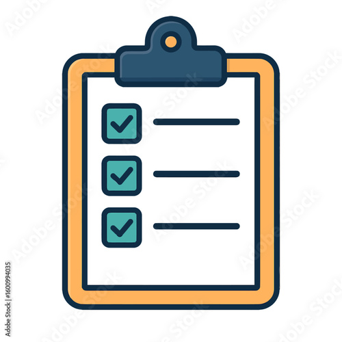 Checklist on Clipboard - Task Management, Survey, or To-Do List Icon