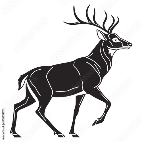 Majestic Stag Silhouette Elegant Woodland Creature Standing Proudly on Forest Floor