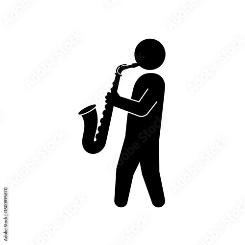 Black Silhouette Saxophone Player Expressive Musical Performance
