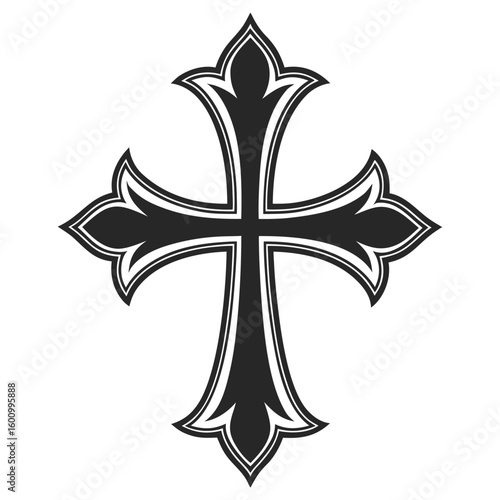 Ornate Christian Cross Design for Religious Artwork