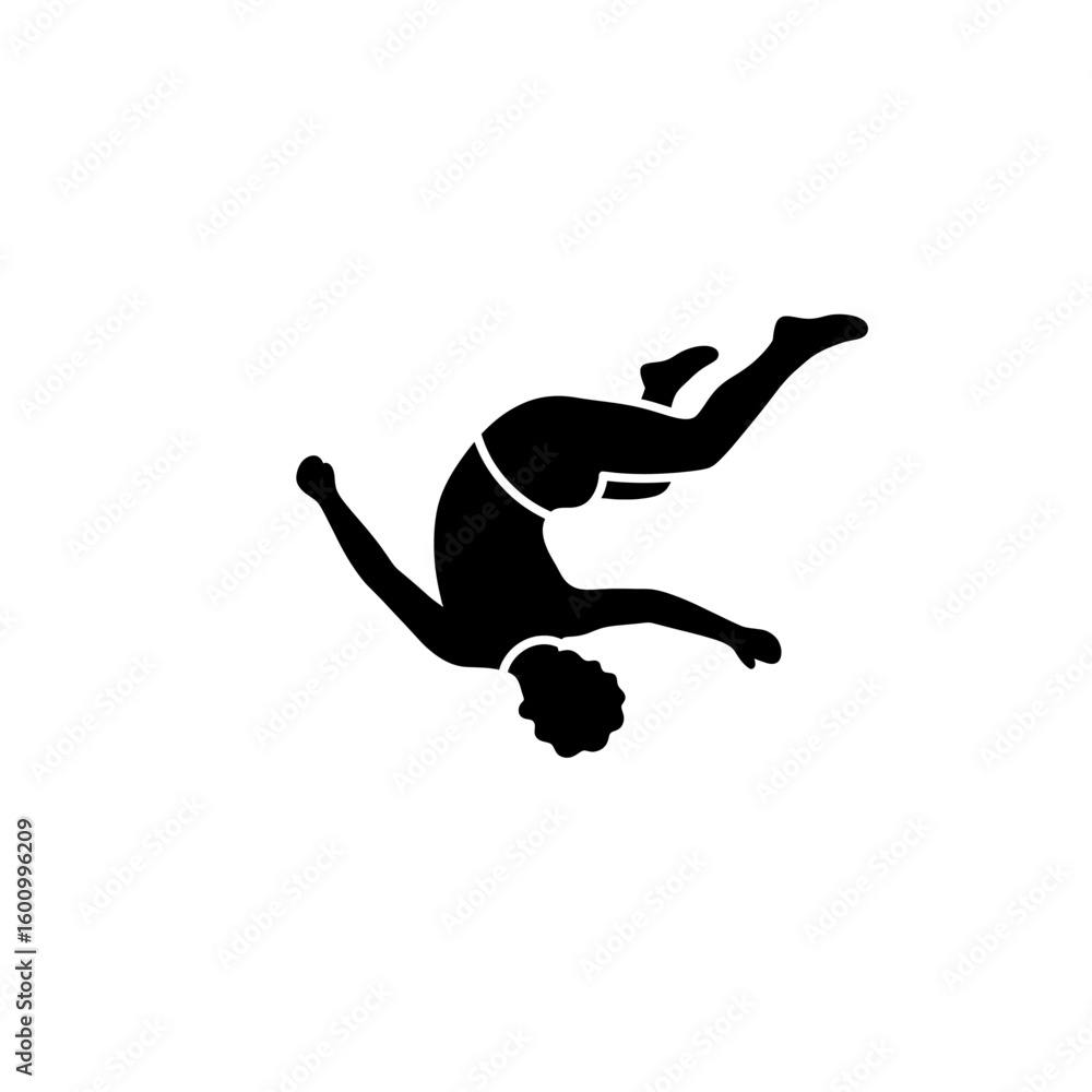 Black Silhouette Gymnast Mid-Flip Dynamic Athleticism Black Silhouette Gymnast Mid-Flip Dynamic Athleticism