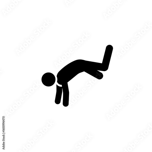 Black Silhouette Cartwheel Performer Dynamic Acrobatic Movement