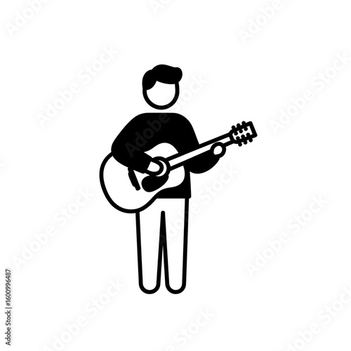 Musician Figure Performing String Instrument Melody