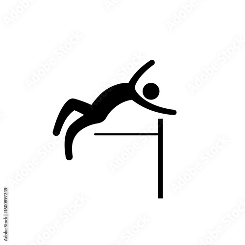 Black Silhouette High Jumper Mid-Air Athletic Feat