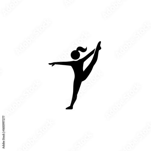 Black Silhouette Gymnast Balance Beam Routine Graceful Performance