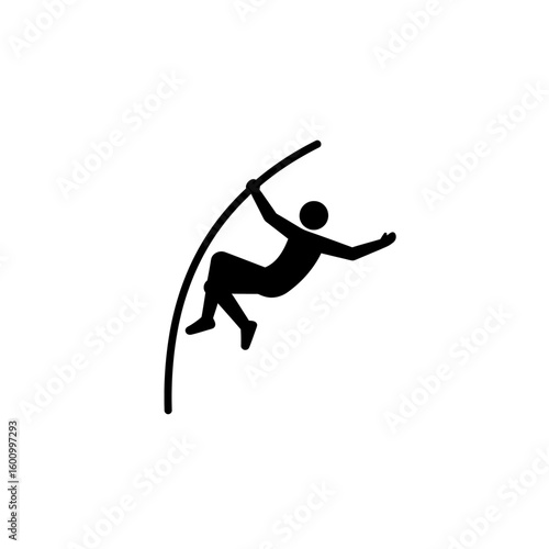 Black Silhouette Pole Vaulter Mid-Air Athletic Feat