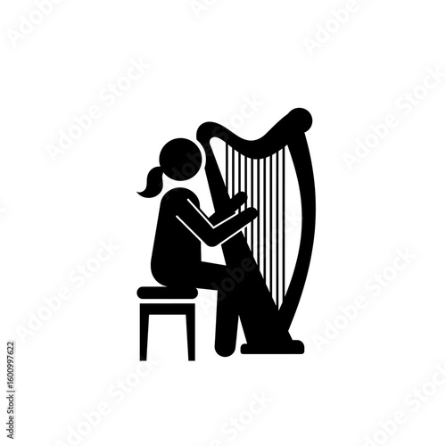 Musician Figure Performing String Instrument Melody