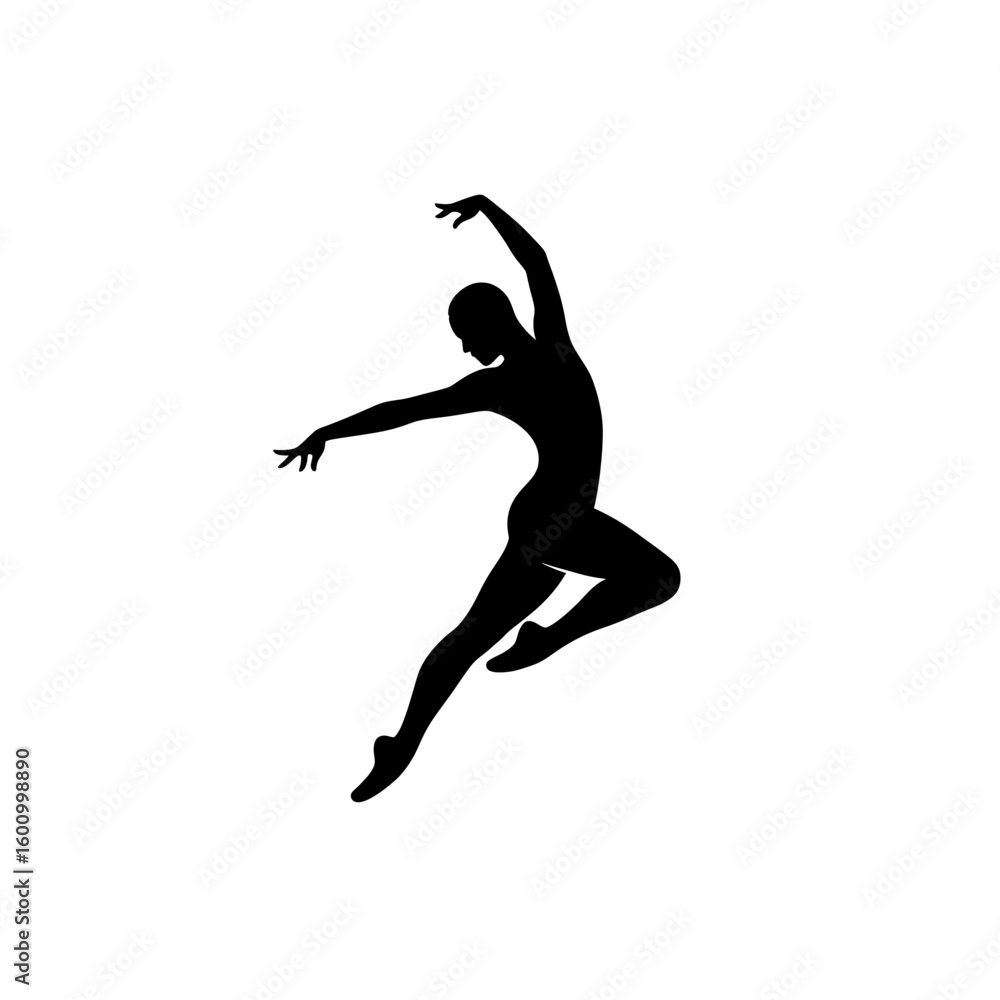 Black Silhouette Dancer Dynamic Pose Graceful Black Silhouette Dancer Dynamic Pose Graceful