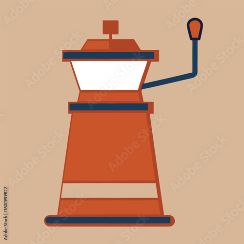 Illustration of retro coffee mill doodle style